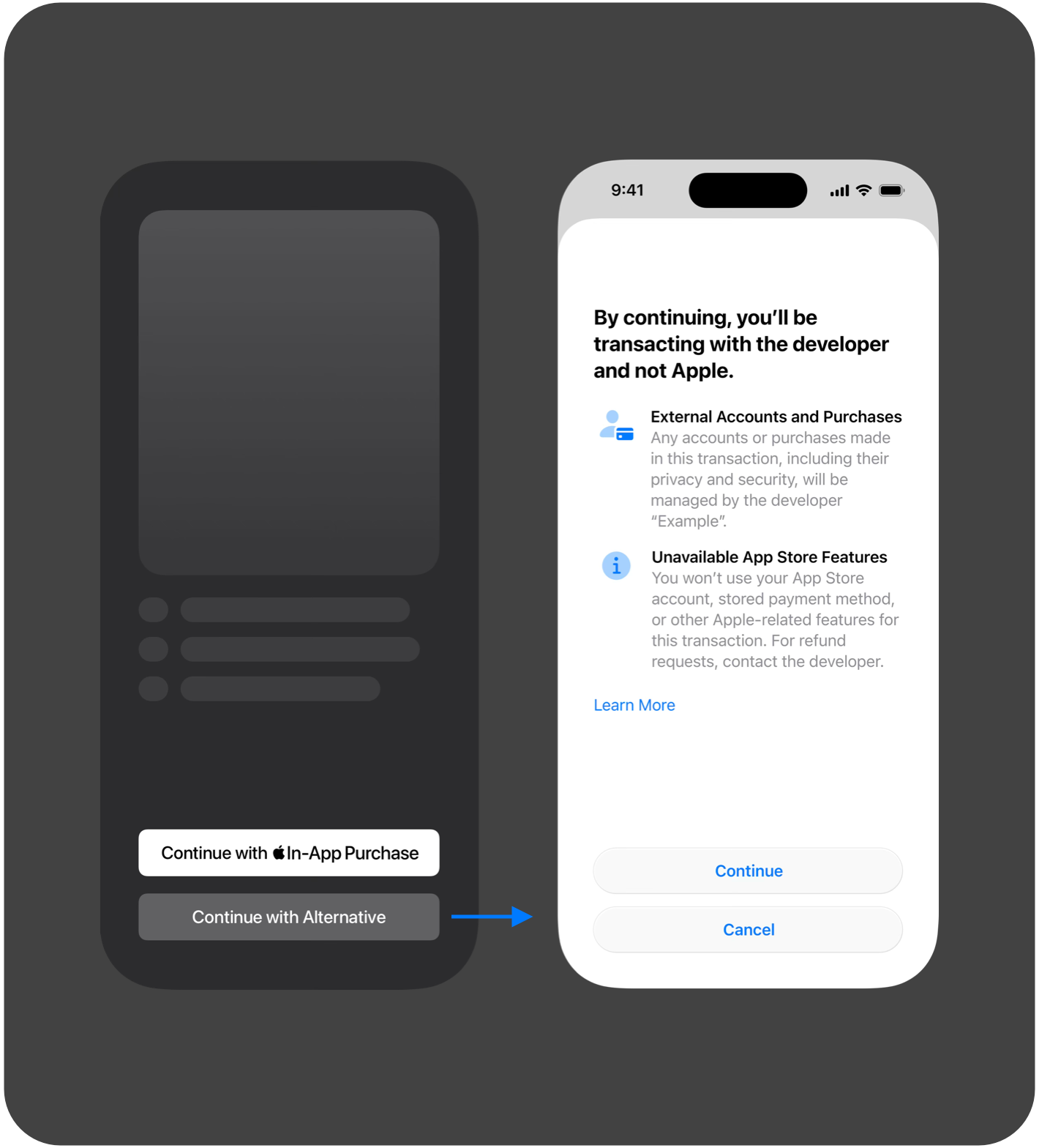 Step 4 of payment flow showing user completing purchase with alternative payment processor